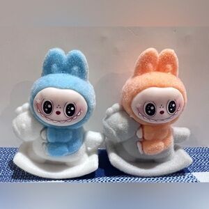 Cute Blue and Orange Little Labubu Figurines Set